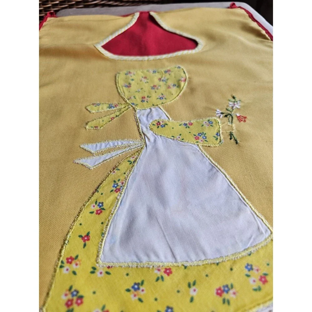 Vintage Red And Yellow Sunbonnet Sue Clothespin Bag Handmade
